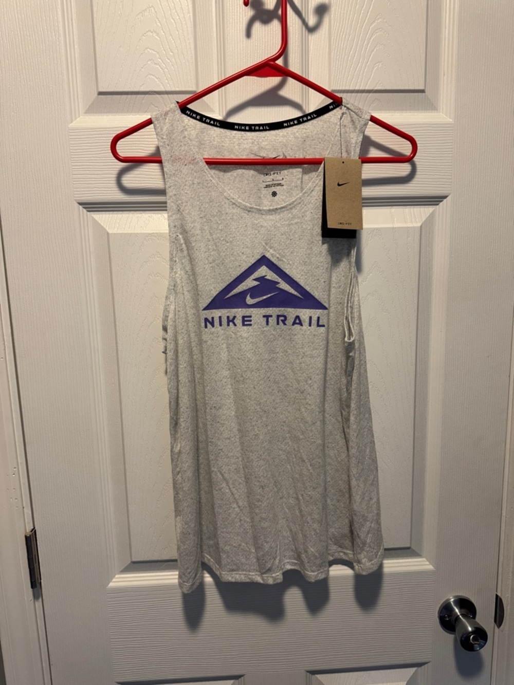 Nike Women's Tank Top in Light Gray with Purple Logo
